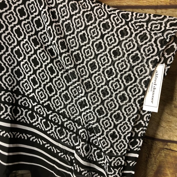 Alfred Dunner Black Geo Blouse Top Poncho Kimono - Picture 3 of 7